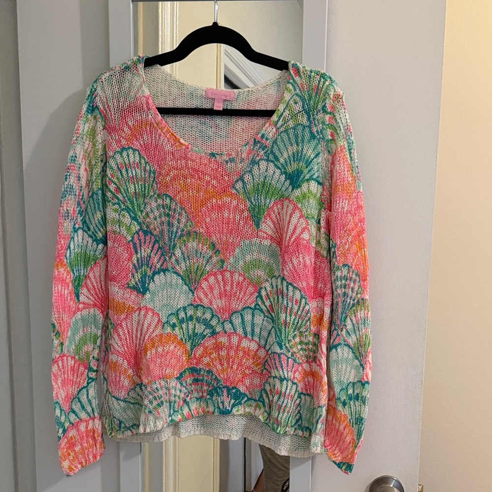 Lilly Pulitzer Pastel Shell Pattern Knit Top